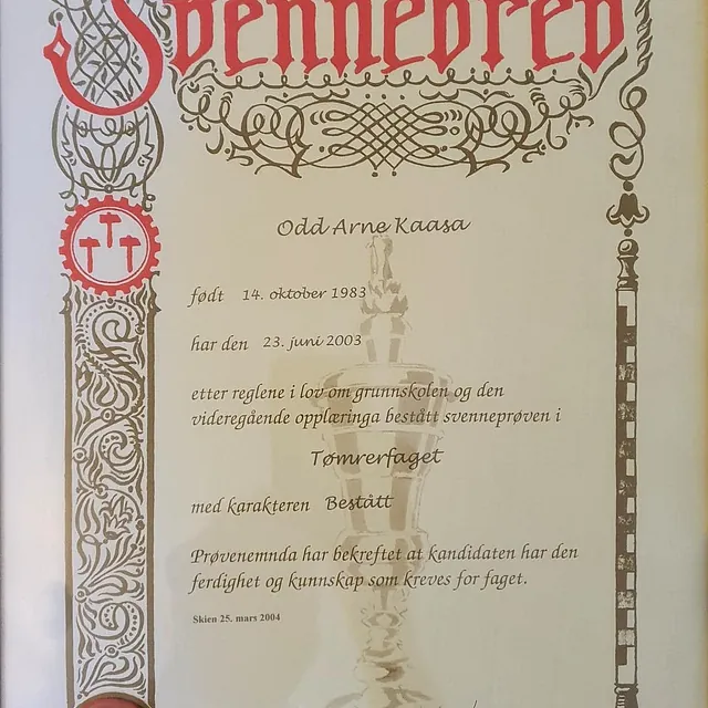 Svennebrev - Tømrer